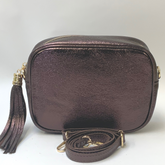 Metallic Leather Bag - Chocolate